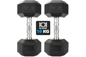 KK Hex Dumbbell Set - Dumbbell Weights For Weight Training - Hex Dumbbells Set With Rubber-Coated Heads, Stainless-Steel Core & Knurled Chrome Handle