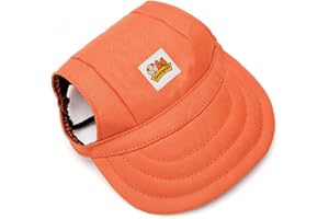 leconpet Baseball Caps hats with Neck Strap Adjustable comfortable Ear Holes for small Medium and Large Dogs in Outdoor Sun Protection (M, Orange)