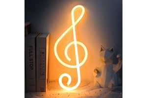 ENUOLI Lampada al neon a LED a forma di nota musicale a batterie/USB, lampada da parete al neon per la cameretta dei bambini, decorazione per bar, feste, Natale, matrimonio (bianco caldo)