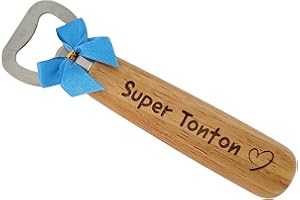 BOMOSKI Super Tonton - Décapsuleur en Bois Gravé et Personnalisé pour Tonton Ouvre Bouteille Tonton Original pour Noël, Anniversaire ou pour le Plaisir d'Offrir