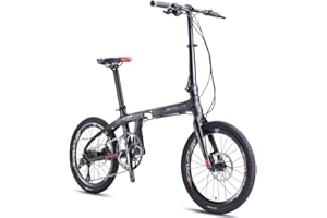 SAVADECK Z1 Bicicleta Plegable de Carbono,20 Pulgadas Bicicleta Plegable con Shimano Sora R3000 de 9 velocidades y Freno de Disco Doble Bicicleta de Ciudad portátil pequeña Hombres Mujeres