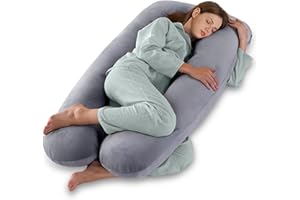 Vikcvcsc Cuscino Gravidanza - Cuscino Gravidanza e Allattamento Forma di U per Dormire - Cuscino per Allattamento e Gravidanza con Federa in Velluto Sfoderabile e Lavabile - Grigio