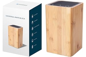 KITCHENDAO Ceppo Coltelli da Cucina in Bamboo, Porta Coltelli Rimovibile con Slot per Forbici, Può Contenere 12-15 Coltelli