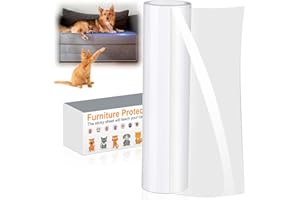 QIANSHOUYAN Protector de Muebles Gatos, 21CM * 3M Adhesivo Sofa Arañazo con 20 Tornillos,Pegatina Protectora Transparente Fácil de Instalar para Proteger Puerta Mesa Armario