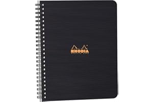 RHODIA 119941C – Zeszyt spiralny (pełna spirala) Meeting Book Czarny – A5+ 16 x 21 cm – z podziałem: Data/Notatki/Działania – 160 odrywanych kartek – Papier 90 g/m² – Okładka z polipropylenu