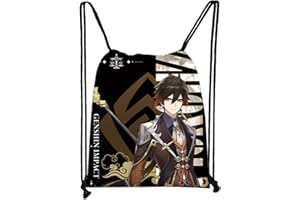 OBLRXM Genshin Impact Sac à Dos Cordon - Genshin Impact Sac à Dos Enfant Sac à Cordon de Sport Genshin Impact Sac de Gym Sackpack Gymsack Sac à Dos avec Cordon de Serrage Animé Sacs de Fête Sacs de Sport