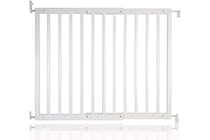 Safetots Cancelletto per scale in legno robusto a vite, Bianco, 63,5 cm - 105,5 cm, Cancelletto per bambini in legno, Barriera di sicurezza a vite, Installazione facile.