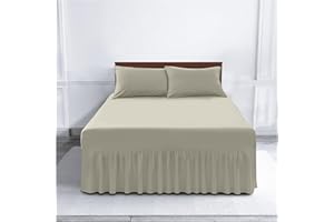GC GAVENO CAVAILIA Percale Hotel Quality Valance Sheet, Soft Polycotton Plain Dyed Percale Valance Sheet Double Bed, Breathable & Non Iron Valance Fitted Sheet, Cream
