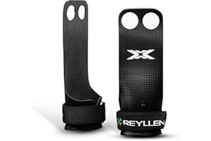 Reyllen® Gecko Carbon X Gymnastic Grips, 2-Hole Hand Grips Strengthener for Crossfit, Weightlifting, Powerlifting, Athletes Palm Protection Hand Guards, Unisex Fitness Workout Equipment