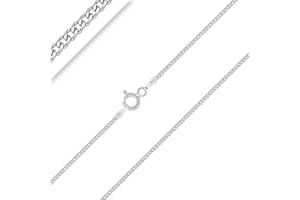 PLANETYS - Catenina per Bambini Argento Sterling 925 Rodiato Modello Barbazzale (Grumetta) Diamantate Larghezza: 1.2 mm Lunghezza: 32-34-36-38-40 cm
