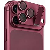 Nezih Case İphone 18 Pro Uyumlu Standlı Kamera Lens Koruyucu - Bordo