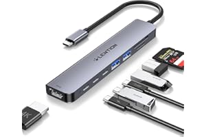LENTION USB C Hub with 4K@60Hz HDMI Adapter, 5Gbps Data Transfer with 2 USB C and 2 USB 3.0, PD 100W, Dual Card Reader for Windows PC, Mac, iPhone 15, More, Stable Driver Adapter (CB-CE19, Space Gray)