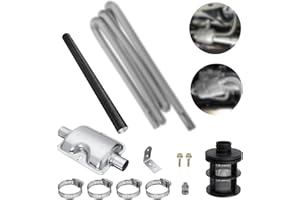 FENGQQKJ Tubo di scarico per generatore di corrente con silenziatore, 120 cm, tubo di scarico per auto, in acciaio inox, con tubo di ingresso, 25 mm, 4 morsetti in acciaio inox, filtro dell'aria