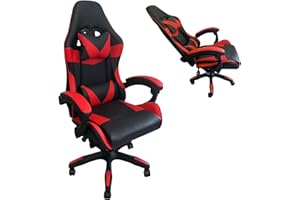 GIO ARREDA Sedia Da Gaming Ergonomica Reclinabile, Poltrona per Gamer, Sedia Da Ufficio con Cuscino Lombare e Poggiatesta (Nero e Rosso)