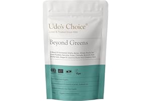 Greens Powder with Barley, Kale, Chlorella & Spirulina – Organic Vegan Superfood for Skin, Gut & Immune Health – High Fibre Detox Support – Udo's Choice Beyond Greens – 16 Servings