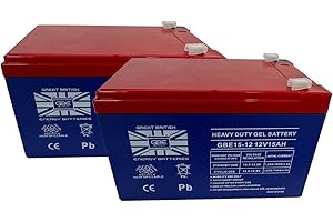 Great British Energy Batteries - Heavy Duty Gel Leisure Battery 2x 12v 15ah Reliable and Long Lasting Replacement Mobility Scooter Batteries also used in Electric Wheelchairs