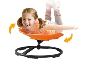 ALLSORTSOUTLET Sit & Spin Kids Sensory Spinning Fish Chair | Autism-Friendly Toy Swivel Seat | Rotating Carousel Sitting Stool | Balance & Coordination Training | 3+ Years (Orange)