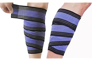 Faxianther Elastic Wrap-around Calf Splint Support Tape Bandage Outdoor Sports Breathable Compression Leg Sleeves Shin Band Ankle Knee Brace Strap Protector Guard, 1 Pair