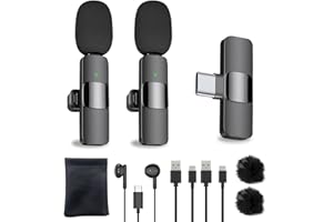 HZBWCO USB-C Kabelloses Lavalier-Mikrofon, Plug-Play Wireless Ansteckmikrofon mit Rauschunterdrückung für Vlogging, Video, Podcast, Interview, TikTok,YouTube-Aufnahme(2 Mics)