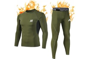 MEETWEE Set di Biancheria Intima Termica da Uomo, Maglia a Maniche Lunghe con Strato di Base Sportivo e Pantaloni ad Asciugatura Rapida, Tuta da Allenamento per Sci, Corsa ed Escursionismo