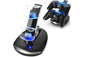 TNP PRODUCTS Support de Charge Manette TNP pour Manette Sony PlayStation 3 Dualshock 3, Station d'accueil � 2 Niveaux et 2 Ports USB PS3 Compatibles avec Indicateurs LED, Slim Noir