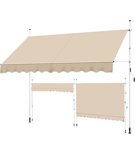 COSTWAY Klemluifel, 400 cm breed, balkonluifel zonder boren, uv