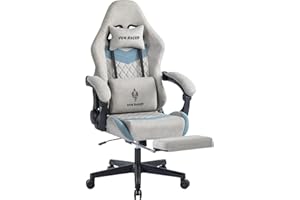 ‎FANTASYLAB Fantasylab Gaming Stuhl Stoff Gaming Chair Ergonomischer Gamer Stuhl 150 kg Belastbarkeit Bürostuhl mit Fußstütze, Grau