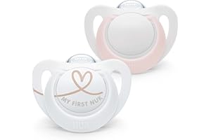 NUK Star Lot de 2 tétines pour bébé de 0 à 6 mois, apaisent 99% des bébés, en silicone sans BPA, rose