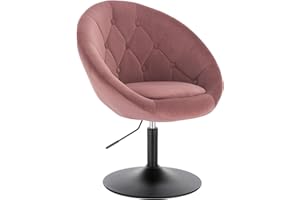 WOLTU Poltroncina da Bar Sgabello Girevole Sedia con Schienale Braccioli in Velluto Altezza Regolabile Rosa