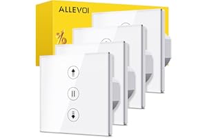 ALLEVOI Interruptor Persiana Wifi de Porcentaje, 86 * 86 mm Interruptor Inteligente Persiana Compatible con Alexa y Google Home, Necesita Cable Neutro