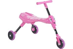 Scuttlebug Butterfly 3-Wheel Foldable Ride-On Tricycle for 1+ Year Old Boys and Girls, Fun Indoor and Outdoor Trike, No Surface Scratches, Ride on Toddler Bike for Toddler’s Balance and Motor Skills