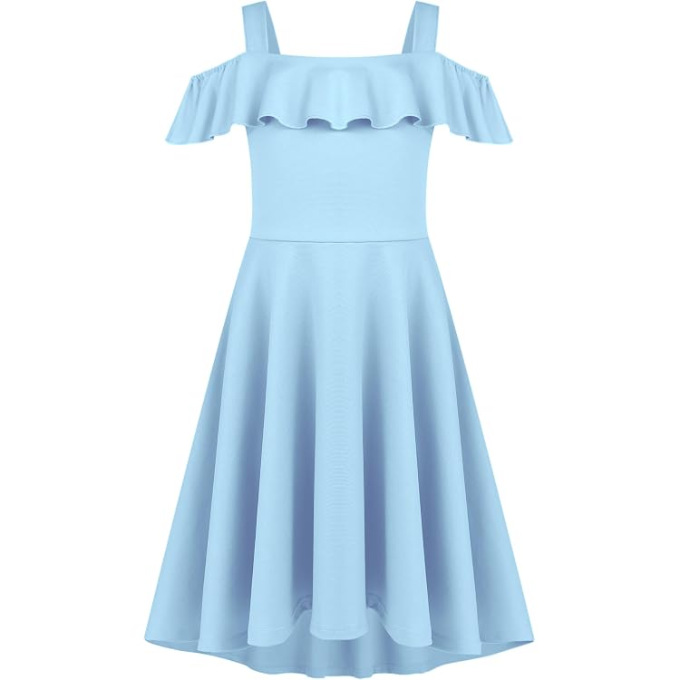 Produktbild von Mädchen Kleider A-Linie Spaghettiträger Sommerkleid Elegant Festliches Kleid Einfarbig Kinder Freizeitkleid Ärmellos Party Prinzessin Kleid Für 8-14 Jahre
