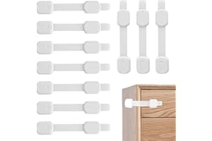 Skythrive Lot de 10 Bloque Porte Bébé, Sécurité Placard Enfant avec Adhésif Fort, Bloc Porte Sécurité Bebe pour Armoires, Tiroirs, Réfrigérateur, Blanc