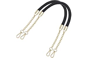 besbomig 2 Pièces Poignée de Sac à Main Chaîne Sangle Tressée en Cuir PU Anse de Sac à Bandoulière Ceinture Accessoire pour Fabrication de Sacs 60CM,Noir