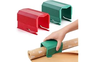 EHIOG 2 Pcs Christmas Wrapping Paper Cutter, Xmas Gift Wrap Roll Cutter Tool,Papers Roll Cutters Tool for Gift Packaging Christmas Holiday Birthday Wrap Rolls (Red+Green)