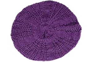 HugeStore Women Ladies Winter Warm Slouch Chunky Crochet Beanie Cap Hat Baggy Beret Hat Cap Purple