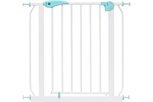 ib style® Berrin Barrière de sécurité 67-175cm | Porte ou escalier | sans perçage | Auto-Close | 90° Stop |Blanc-Turquoise | 130-140 cm