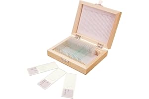 Jiusion 25Pcs Vetrini per microscopio preparati con astuccio in legno sagomato, animali insetti piante Campioni Biologico Vetrino per microscopio stereo per didattica scienze biologiche di base