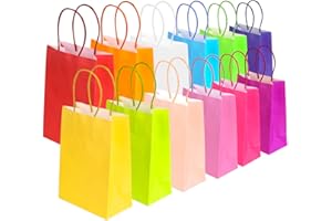 CLEANEATY 36Pcs Paper Party Bags 12 Colors Candy Gift Bags with Handles, Colored Paper Bags for Easter Egg Hunt, Birthday, Wedding, Halloween, Christmas, Thanksgiving, Celebrations1