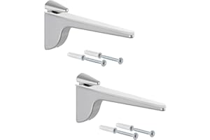 Gedotec Reggimensola di design in vetro - alluminio argento | 2 pezzi - Reggimensola per carichi pesanti | PINOCCHIO | Mensola a muro in metallo