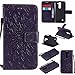 Produktbild K7 Hülle, K8 Handyhülle, Dfly Premium Slim PU Leder Mandala Blume prägung Muster Flip Hülle Bookstyle Stand Slot Schutzhülle Tasche Wallet Case für LG K7 / LG K8, Lila