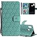 Produktbild COTDINFOR Huawei P20 Lite Hülle für Mädchen Elegant Retro Pure Farbe Glück Blumen Drucken Design Lederhülle cool Schutzhülle Premium PU Leder Flip Bookcase Handy Tasche Schale mit Magnet Standfunktion Schutz Etui für Huawei P20 Lite Green Rattan KT.