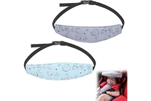 Katyjun 2 Stück Kopfstütze Auto Kinder, Einstellbare Kopfband Autofahrt, Autositz-Kopfstützen-Gurte