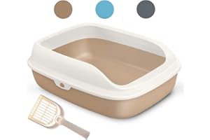 BPS BUENA PET SHOP BPS, kuweta dla kotów, otwarta, z tworzywa sztucznego, z łopatą, rozmiar S (żółto-brązowa)