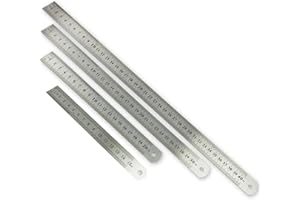 Ksvaye Lot de 4 Regle Metal 15cm 20cm 30cm 40cm Réglet Droite en Acier Inoxyable Réglet Métrique et Impérial Double Face Règle de Mesure de Précision Pour Technique,Enseignement et Dessin D'ingénierie