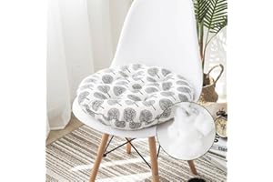 Surwin Cuscino Rotondo Cotone e Canapa, Cuscino Meditazione Materasso da Pavimento Cuscini per Esterno Cuscino Yoga per Soggiorno, Camera da Letto, Patio e Altro (40x40cm,Bianco Foglia)