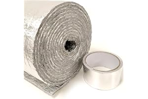 ANTIHUMEDADES Aislante térmico reflexivo con Aluminio y Espuma (10 m x 60 cm) + Cinta Aluminio (10m) - Aislamiento para caravanas, furgonetas, viviendas, radiadores, oficinas