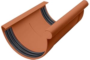 INEFA Connetore per grondaia, semicircolare, PVC 150mm, marrone raccordo per grondaia, per gronda in plastica, montaggio facile a innesto, Made in Germany