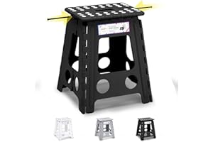 ‎HOUSE DAY HOUSE DAY 40cm Tritthocker Klappbar - Schwarz Faltbarer Hocker Tritthocker Tragbarer Klapphocker Faltbar Tritt Klappbar Falthocker Badhocker Klappstuhl Fußhocker bis 136kg für Erwachsenen