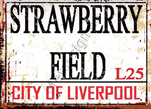 small STRAWBERRY FIELD LIVERPOOL METAL STREET SIGN RETRO VINTAGE STYLE garage shed workshop bar pub wall art office games room